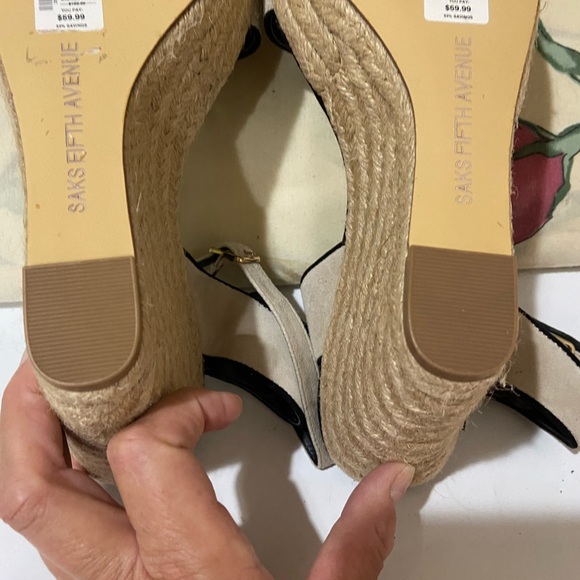 Saks Fifth Ave Espadrille Wedge Sandal size 9.5 - Picture 7 of 9